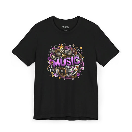 Music Burst Drawing Short Sleeve Tee