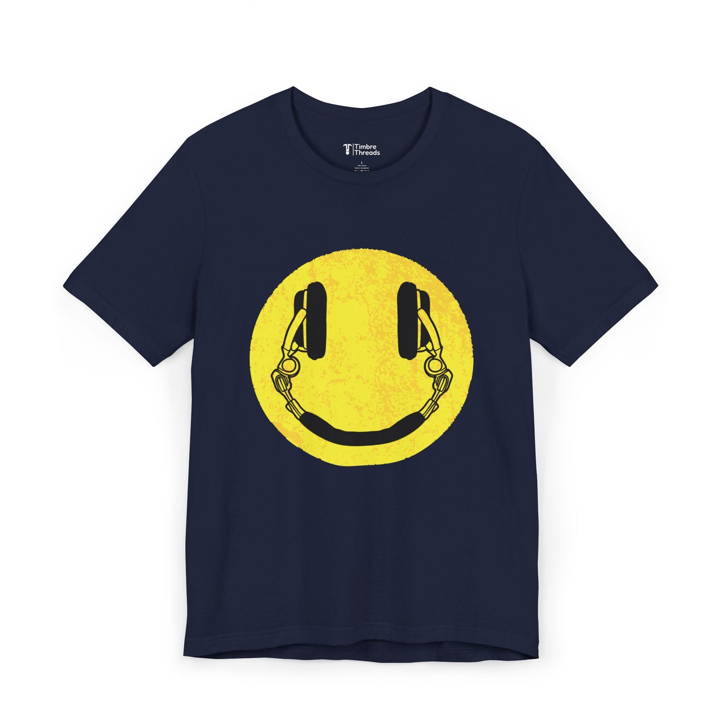 Retro Faded Headphones Smiley Face Short Sleeve Tee