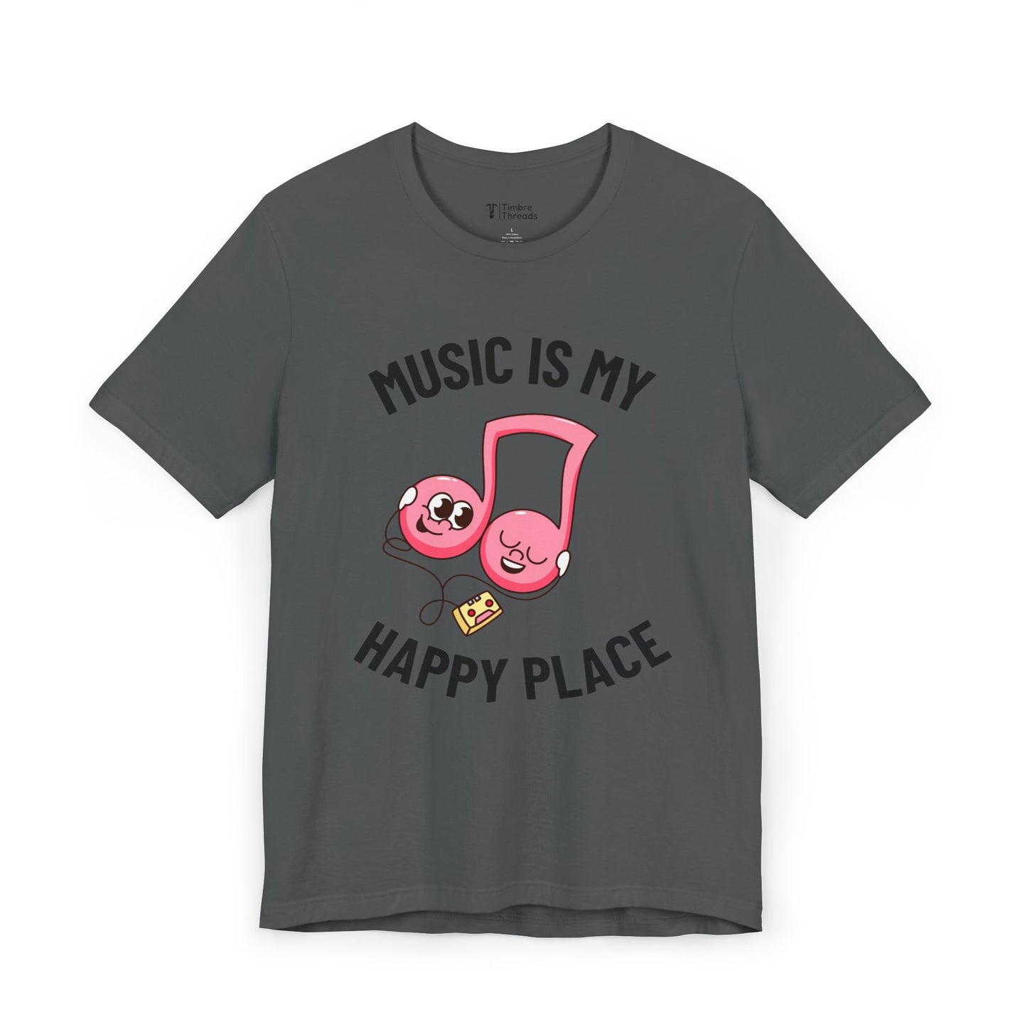 Music Is My Happy Place Graphic Short Sleeve Tee